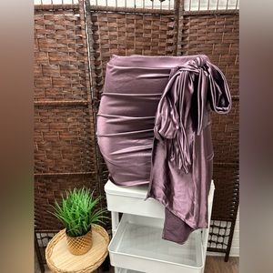 Fashion Nova Lavender/purple Wrap Satin Stretchy Skirt